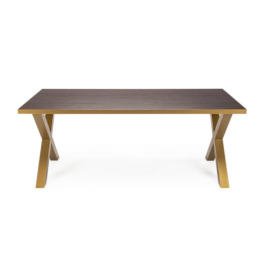 Stalux Dining table 'Rose' 180 x 100cm, color gold / brown wood