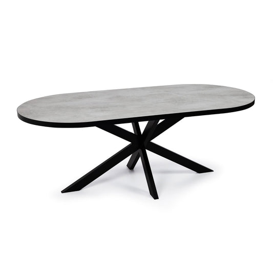 Stalux Flat oval dining table 'Noud' 240 x 100, color black / concrete