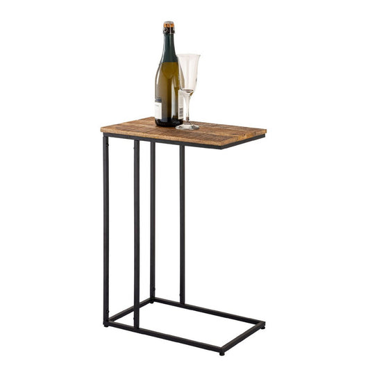 Side table wood 25x60x40cm sustainable sofa table laptop table C-table Toronto metal frame
