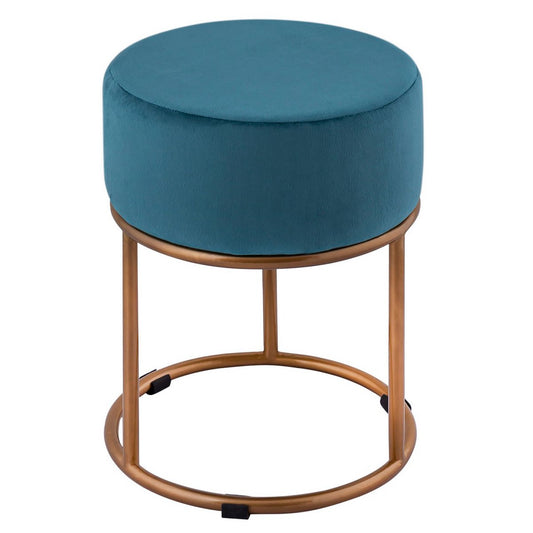Velor stool 2nd choice Ø 32 H 42 cm velvet stool with iron frame gold colored stool velvet pouf seat