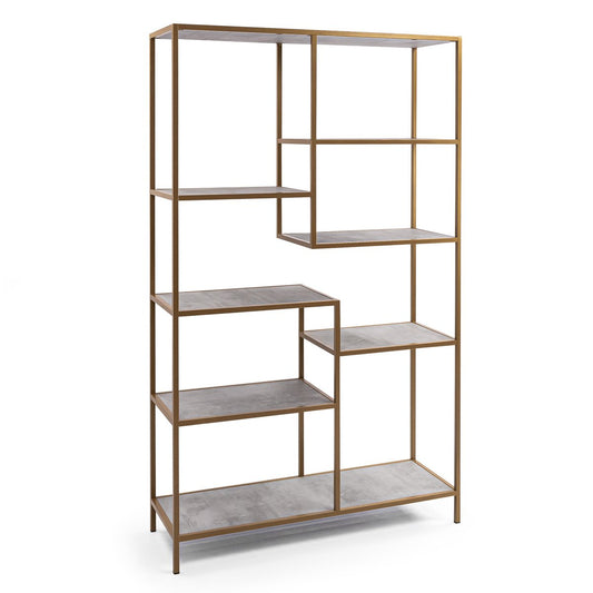 Stalux Shelving unit 'Guus' 120 x 200cm, color gold / concrete