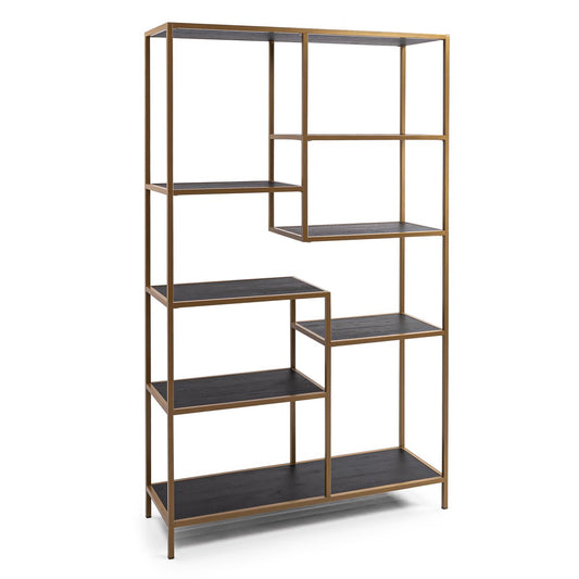 Stalux Shelving unit 'Guus' 120 x 200cm, color gold / black oak