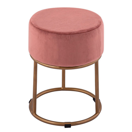 Velor stool 2nd choice Ø 32 H 42 cm velvet stool with iron frame gold colored stool velvet pouf seat
