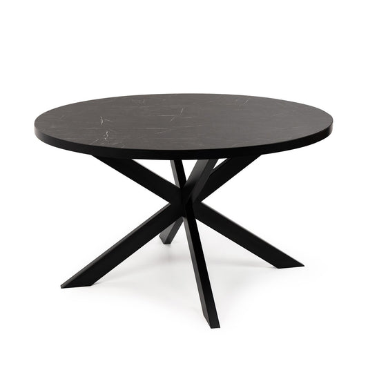 Stalux Round dining table 'Daan' 135cm, color black / black marble
