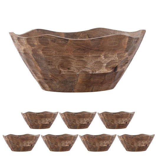 Decorative bowl Masterbox 8-piece wooden bowl ø25 or 30cm H6cm round Origin solid mango wood