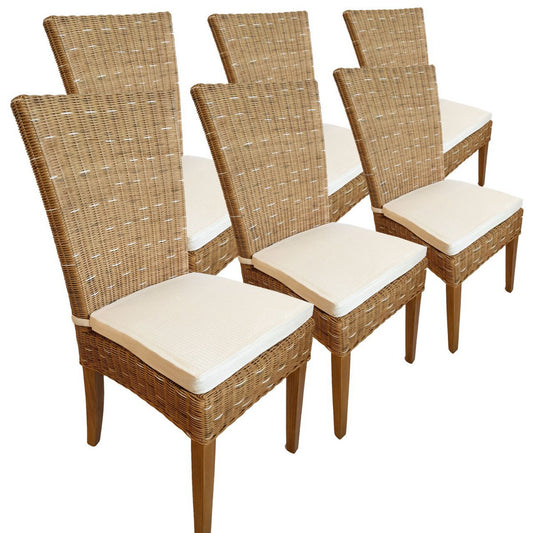 Dining room chairs rattan chairs winter garden wicker chairs Cardine 6 pieces cappuccino