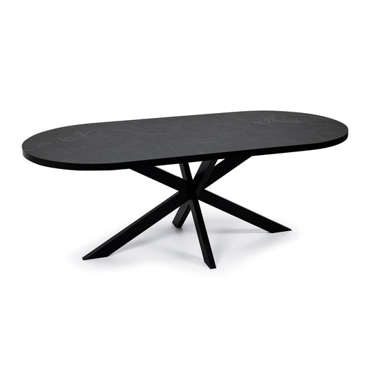 Stalux Flat oval dining table 'Noud' 240 x 100, color black / black marble