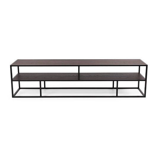 Stalux TV cabinet 'Luuk' 200cm, color black / brown wood