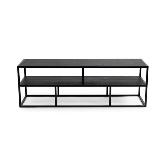 Stalux TV cabinet 'Luuk' 150cm, color black / black oak