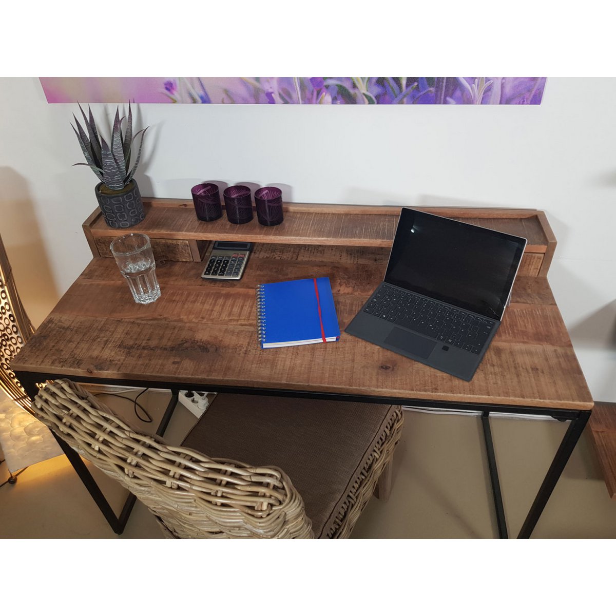 Desk computer desk home office 120 x 88 x 55 cm Liverpool metal frame matt black