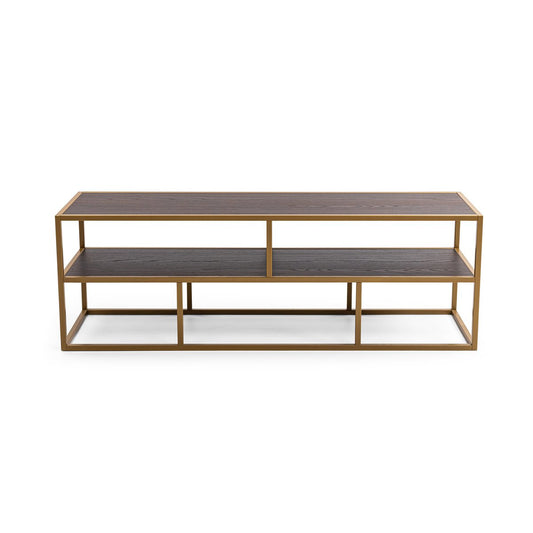 Stalux TV cabinet 'Luuk' 150cm, color gold / brown wood