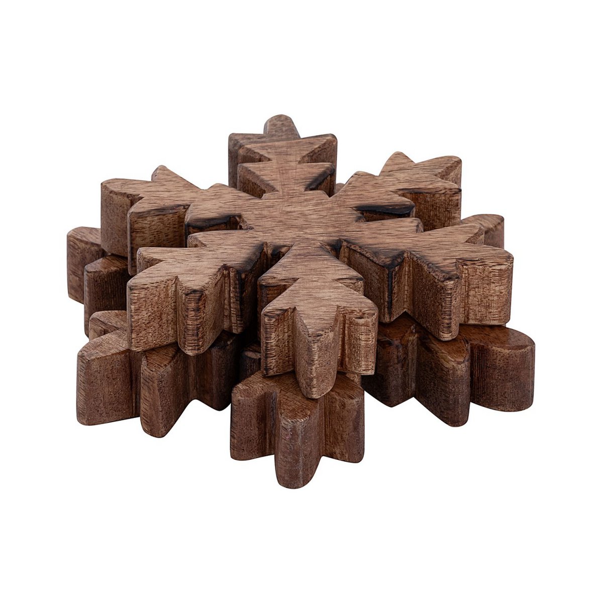 Wooden figures snowflake set of 2 decorative figures 18x18cm Christmas decoration