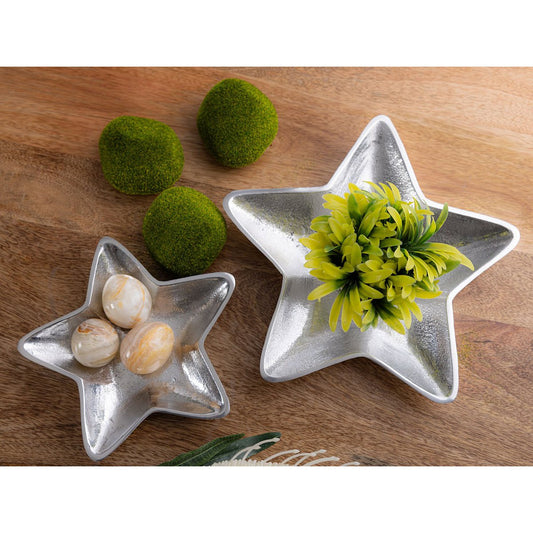 Decorative bowls star set of 2 Starlight gold or silver Christmas decoration aluminum