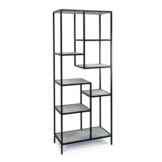 Stalux Shelving unit 'Guus' 80 x 200cm, color black / concrete