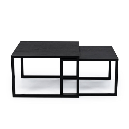 Stalux Coffee table set 'Lisa' 65 and 50cm, color black / black oak