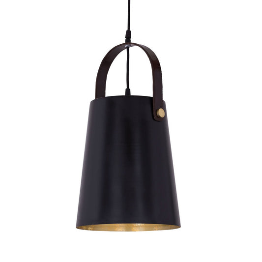 Pendant light metal with leather bracket hanging lamp dining table ceiling light vintage style