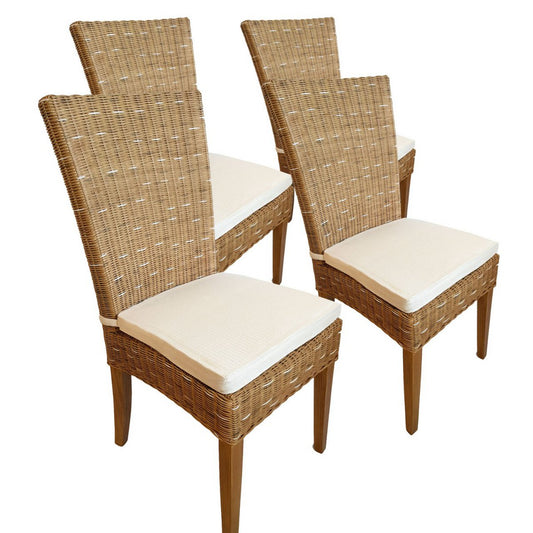 Dining room chairs rattan chairs winter garden chairs wicker chairs Cardine 4 pieces chair capuccino