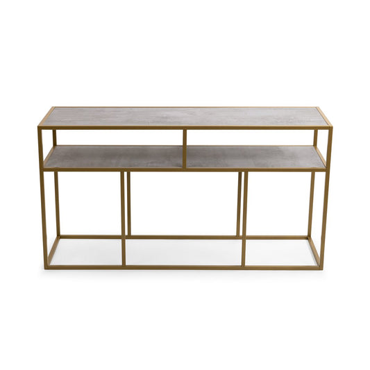 Stalux Side-table 'Teun' 150cm, color gold / concrete