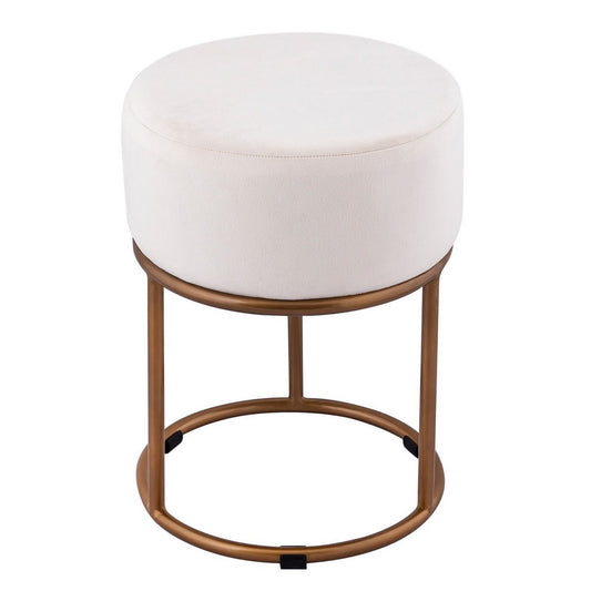 Velor stool 2nd choice Ø 32 H 42 cm velvet stool with iron frame gold colored stool velvet pouf seat