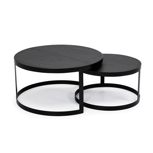 Stalux Coffee table set 'Saar' around 80 and 60cm, color black / black oak