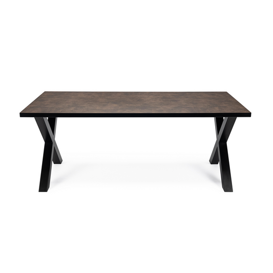 Stalux Dining table 'Rose' 200 x 100cm, color black / brown leather look