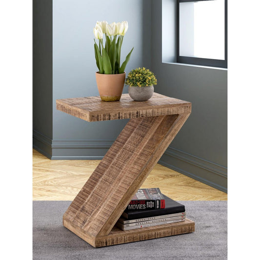 Side table wood Z shape 42x50x31cm Zoro sofa table flower table sustainable mango reclaimed wood