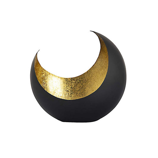Tea light holder candle holder candlestick moon sickle shape black matt gold plated inside