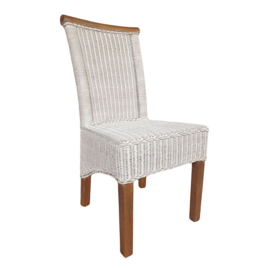 Rattan chair dining room chair white Perth seat cushion linen white