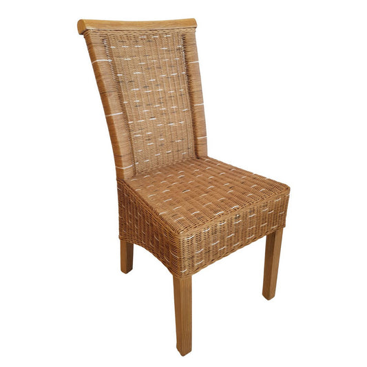 Dining room chair rattan chair winter garden chairs natural brown Perth seat cushion linen white