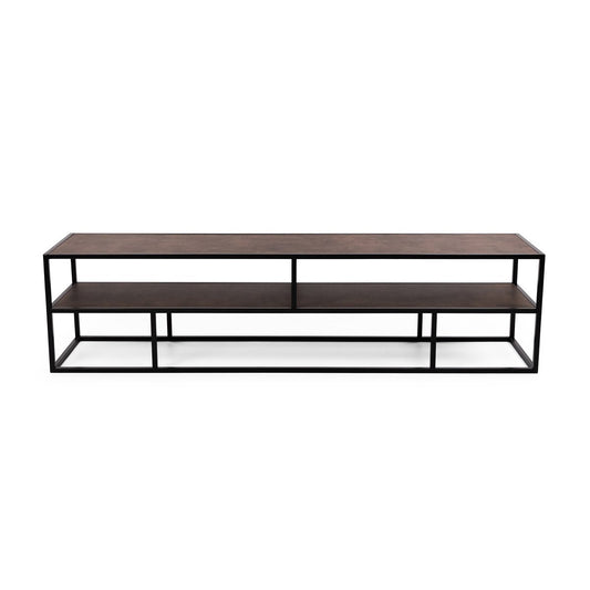 Stalux TV cabinet 'Luuk' 200cm, color black / brown leather look