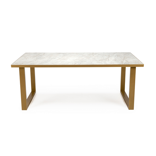 Stalux Dining table 'Joop' 180 x 100cm, color gold / white marble