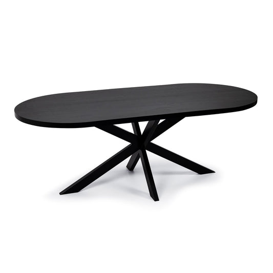 Stalux Flat oval dining table 'Noud' 240 x 100, color black / black oak