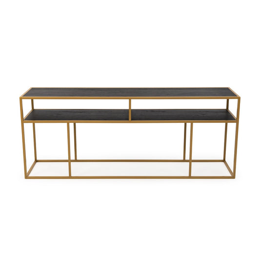 Stalux Side-table 'Teun' 200cm, color gold / black oak