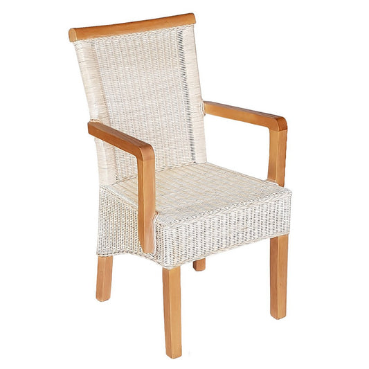 Dining room chair with armrests rattan chair white Perth