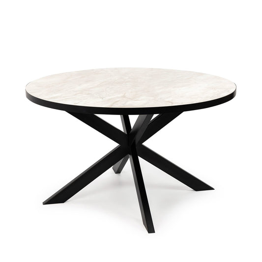 Stalux Round dining table 'Daan' 148cm, color black / white marble
