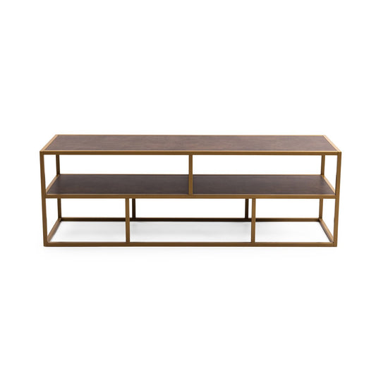 Stalux TV cabinet 'Luuk' 150cm, color gold / brown leather look