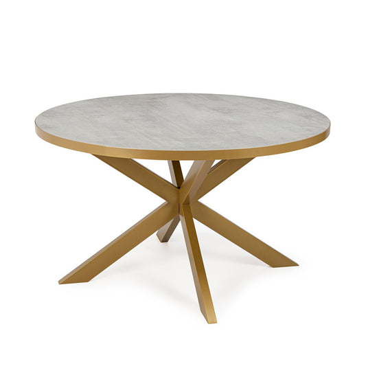 Stalux Round dining table 'Daan' 135cm, color gold / concrete