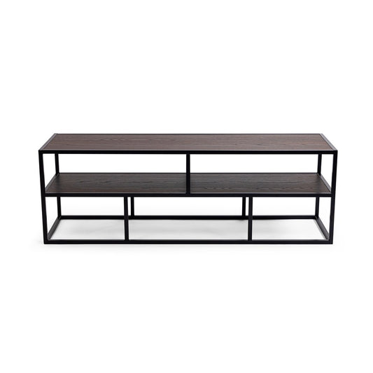 Stalux TV cabinet 'Luuk' 150cm, color black / brown wood