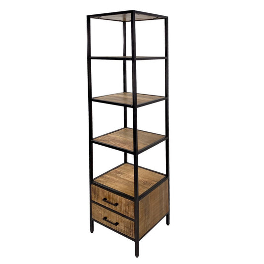 Bookshelf standing shelf bookshelf 40x180x40 cm with drawers Liverpool metal frame black