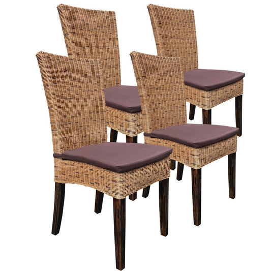 Dining room chairs rattan chairs winter garden Cardine 4 pieces cabana with/without seat cushion brown