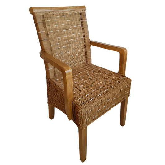 Dining room chair with armrests rattan chair brown Perth