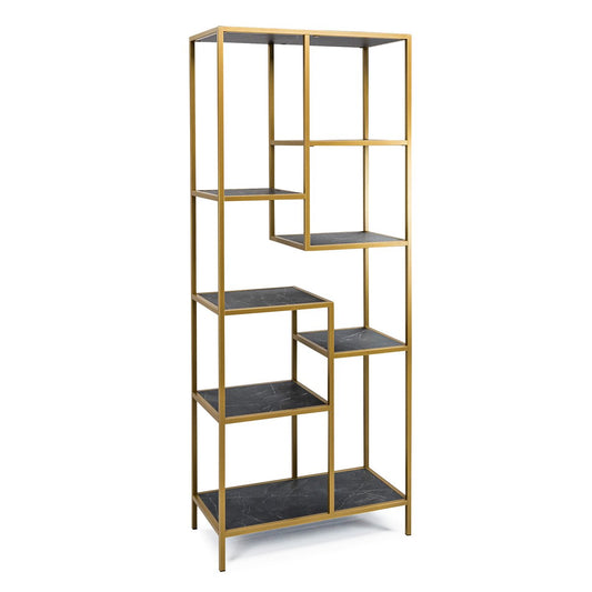 Stalux Shelving unit 'Guus' 80 x 200cm, color gold / black marble