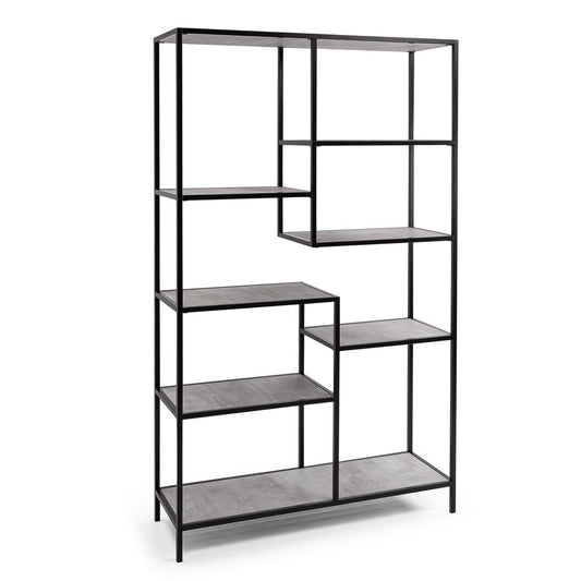 Stalux Shelving unit 'Guus' 120 x 200cm, color black / concrete