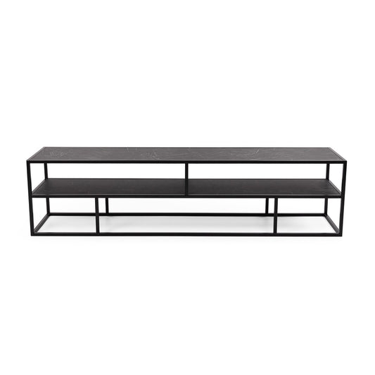 Stalux TV cabinet 'Luuk' 200cm, color black / black marble