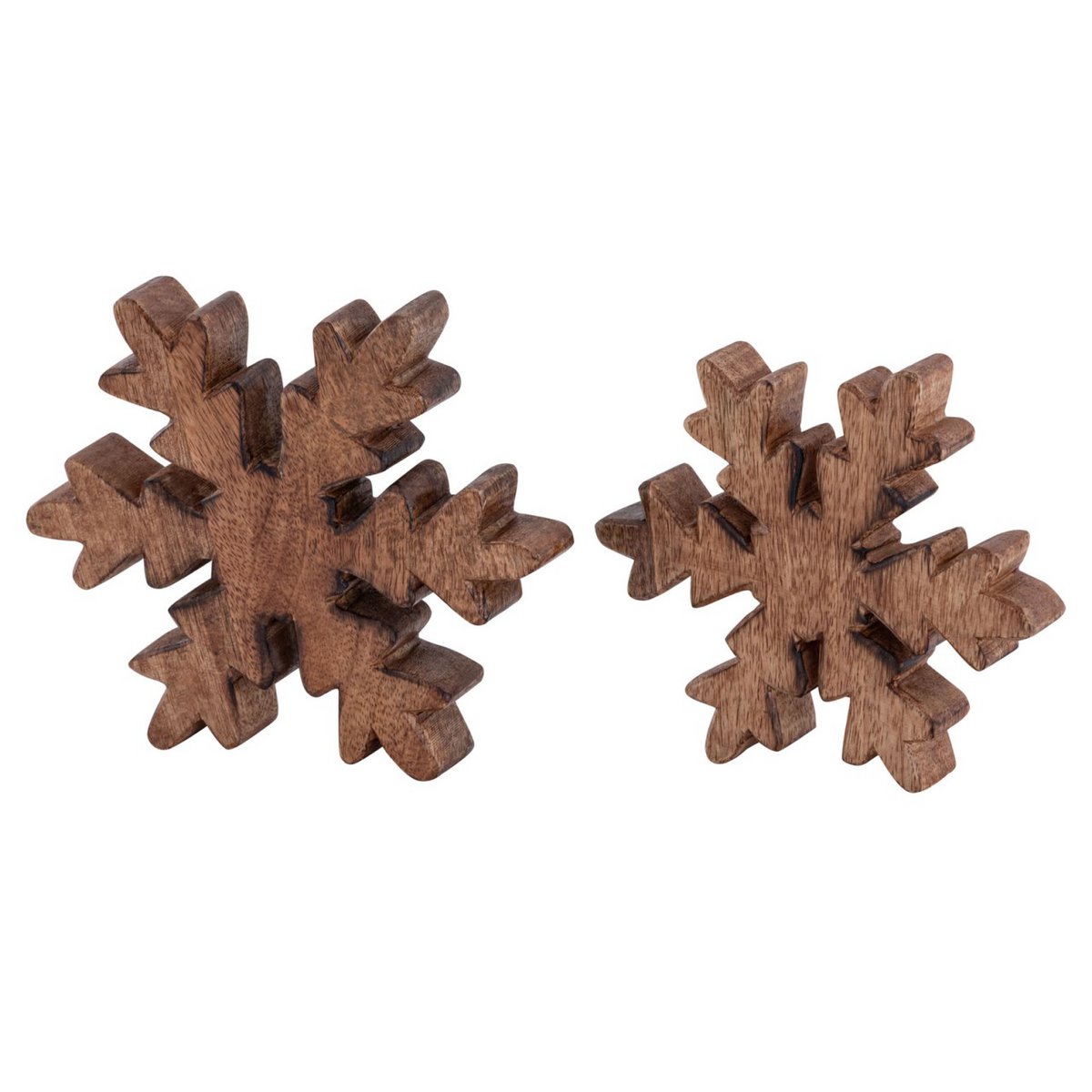 Wooden figures snowflake set of 2 decorative figures 18x18cm Christmas decoration