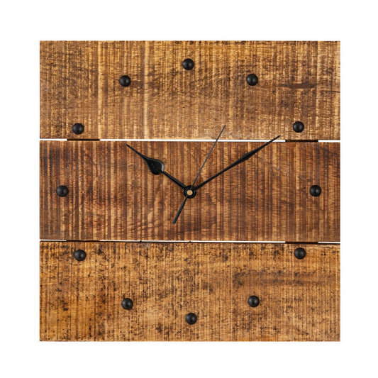 Wall clock wood clock 30x30cm wall clock wood living room noiseless square made of mango wood