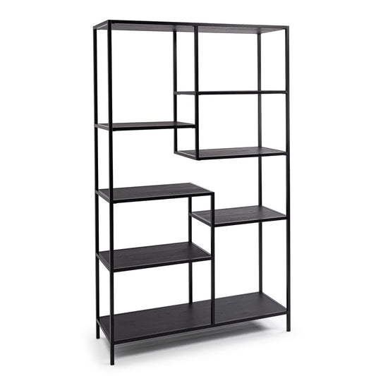 Stalux Shelving unit 'Guus' 120 x 200cm, color black / black oak
