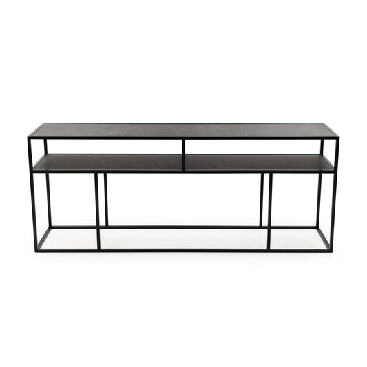 Stalux Sidetable 'Teun' 200 cm, color black / black marble