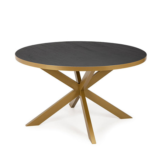 Stalux Round dining table 'Daan' 148cm, color gold / black oak