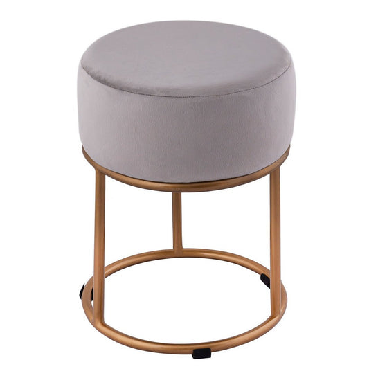 Velor stool 2nd choice Ø 32 H 42 cm velvet stool with iron frame gold colored stool velvet pouf seat